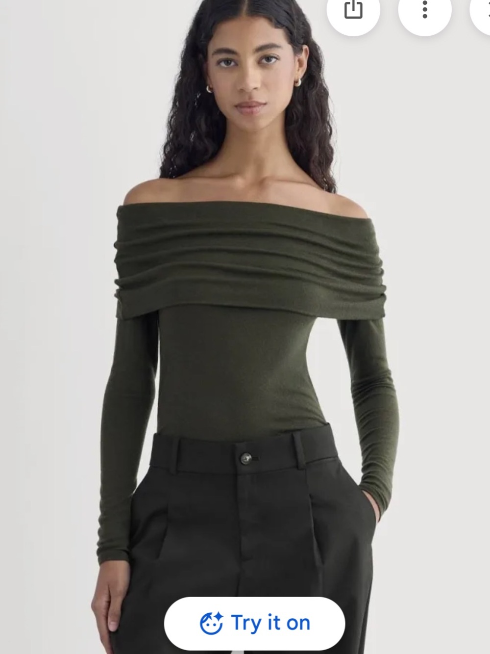 Everlane Off-The Shoulder Long Sleeve Shirt